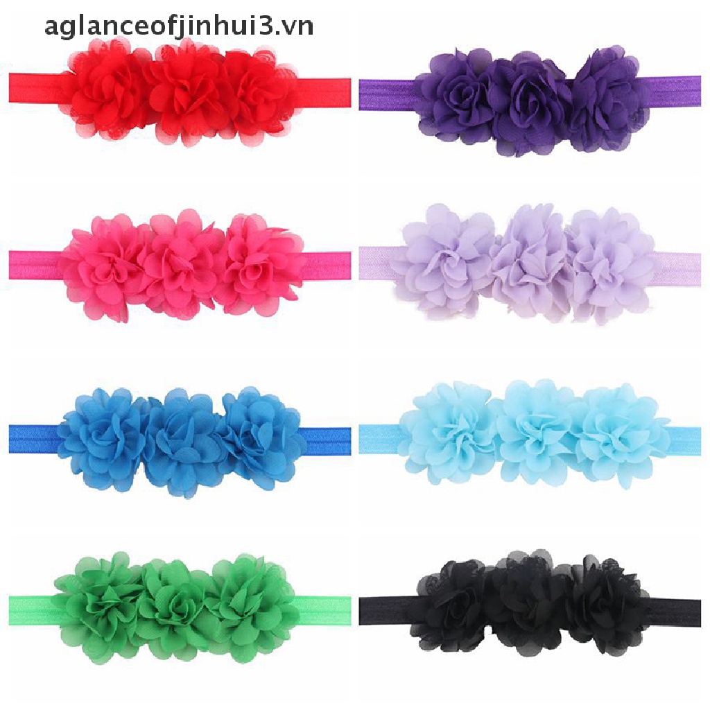 Băng Đô Chiffon Phối Ren Hoa Xinh Xắn Cho Bé Gái
