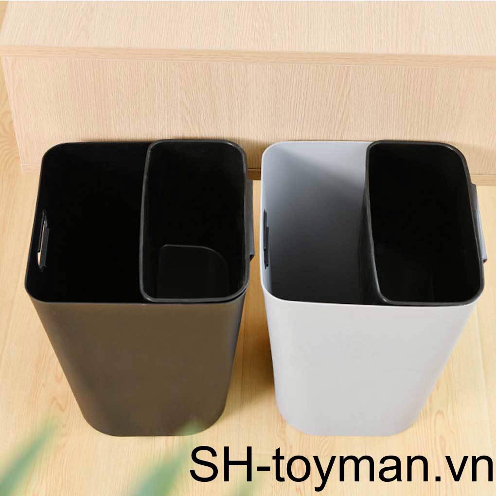 Thùng Rác Hai Lớp Màu Trắng Phong Cách Bắc Âu Tiện Dụng Cho Nhà Bếp