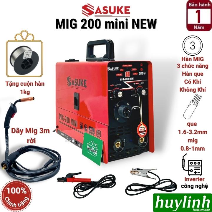 Máy hàn 3 chức năng Sasuke MIG 200 mini NEW - Tặng kèm 1 cuộn dây 1kg - Dây mig rời 3 mét