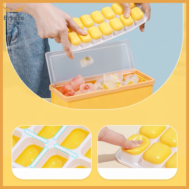 Khay Làm Đá 3 Tầng Bằng Silicone Có Nắp Đậy Và Hộp Đựng Đá