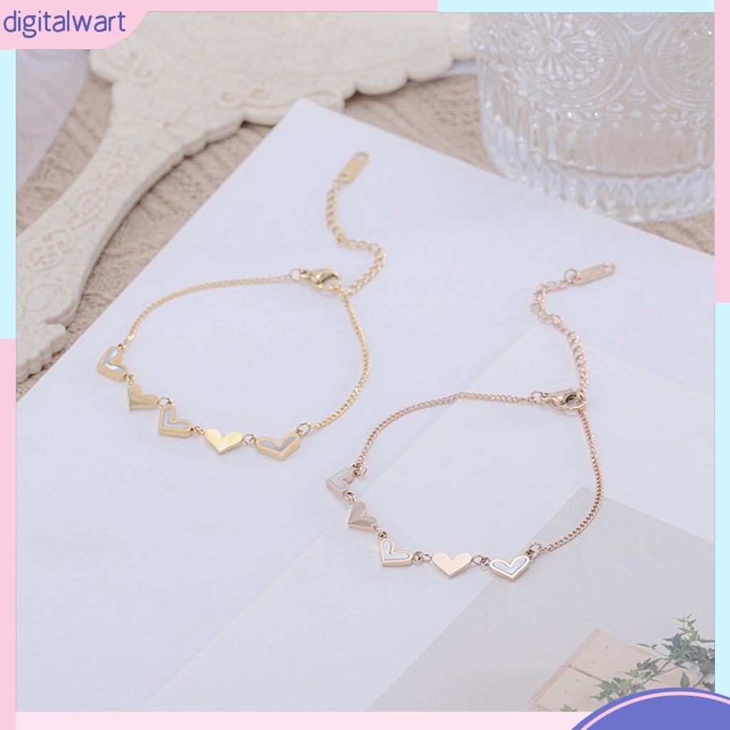 Vòng Tay Dây Xích Hình Trái Tim Đơn Giản Dễ Phối Đồ Có Thể Điều Chỉnh Cho Cặp Đôi