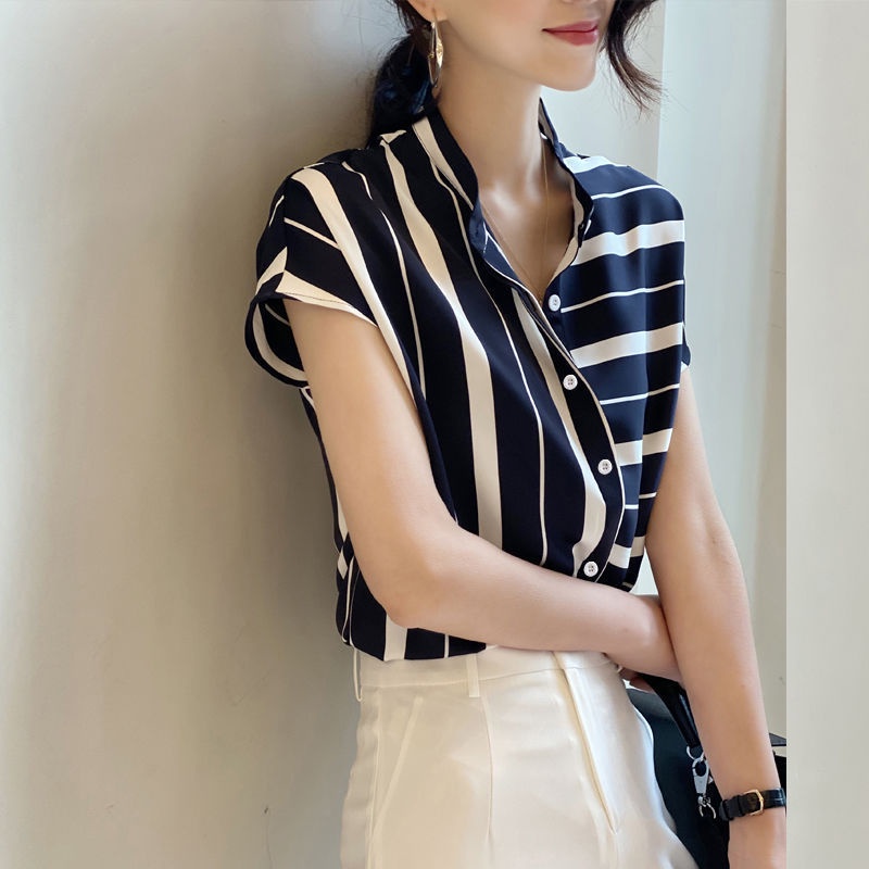 Áo Sơ Mi Chiffon Tay Ngắn Thời Trang Mùa Hè Dành Cho Nữ