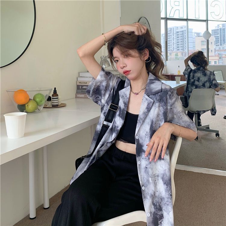 Áo Sơ Mi Ngắn Tay Nhuộm Màu Thời Trang Nữ Tính