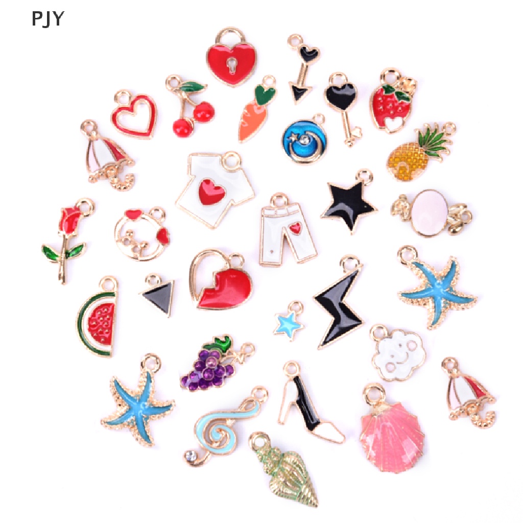 Bộ 30 Mặt Dây Chuyền Bằng Hợp Kim Tráng Men Nhiều Màu Sắc DIY PJ