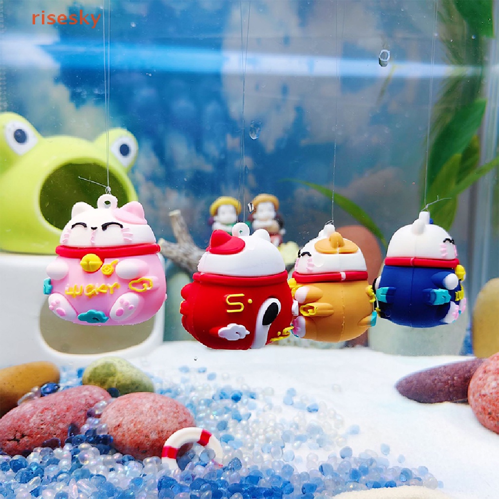 Mèo May Mắn Bằng Nhựa Resin Phong Cách Hoạt Hình Sáng Tạo Trang Trí Bể Cá