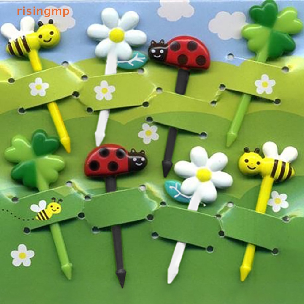 Set 8 Nĩa Ăn Trái Cây / Tráng Miệng Hình Chú Ong / Hoa / Động Vật Mini Dễ Thương Trang Trí Tiệc Tùng Cho Bé