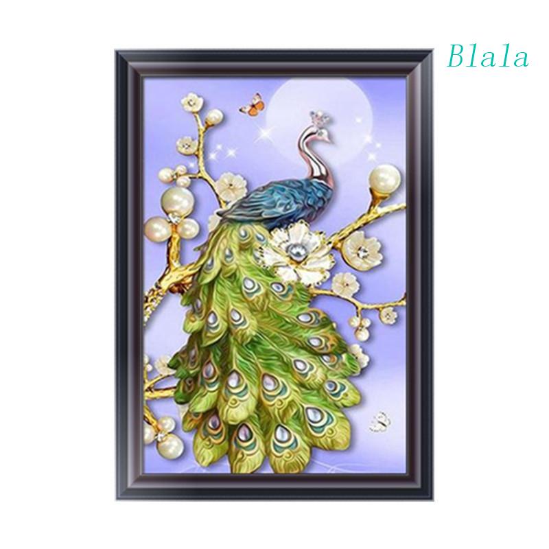 Bộ Tranh Đính Đá 5D Tự Làm Hình Chim Công Ngọc Trai