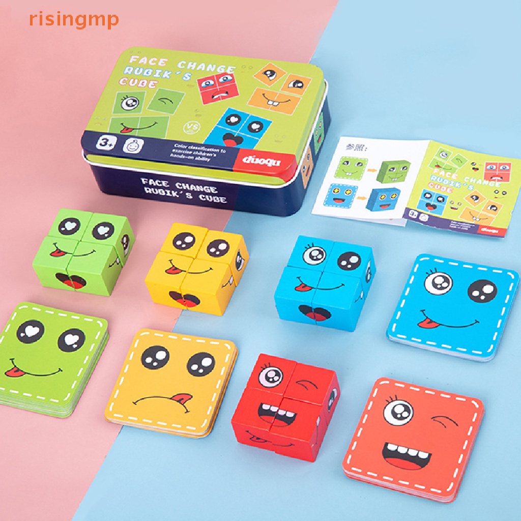 Bộ Đồ Chơi Khối Gỗ Hình Biểu Tượng Cảm Xúc Giáo Dục Sớm Cho Bé