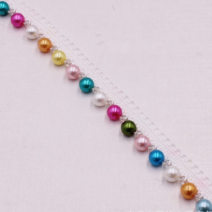 Cuộn Dây Ren Đính Ngọc Trai 1 Yard Dùng Trang Trí Quần Áo DIY