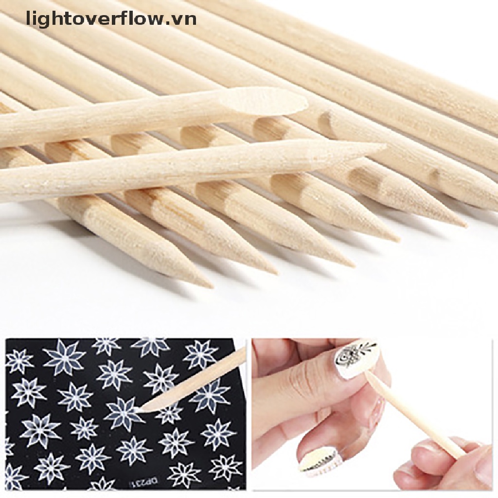 Set 100 Que Gỗ Cam Loại Bỏ Biểu Bì Da Chết Chăm Sóc Móng Tay