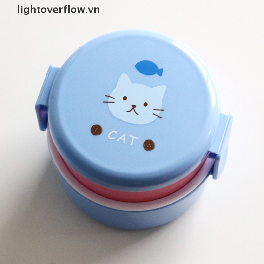 Hộp cơm Hai Tầng Mini Hình Tròn Dung Tích 540ml Phong Cách Nhật Bản Cho Bé