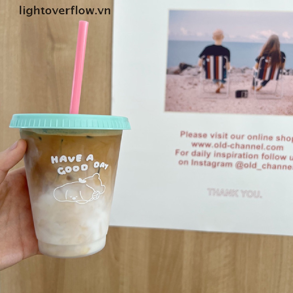 Bình Nước 470 / 700ML Kèm Ống Hút Tái Sử Dụng Dễ Thương