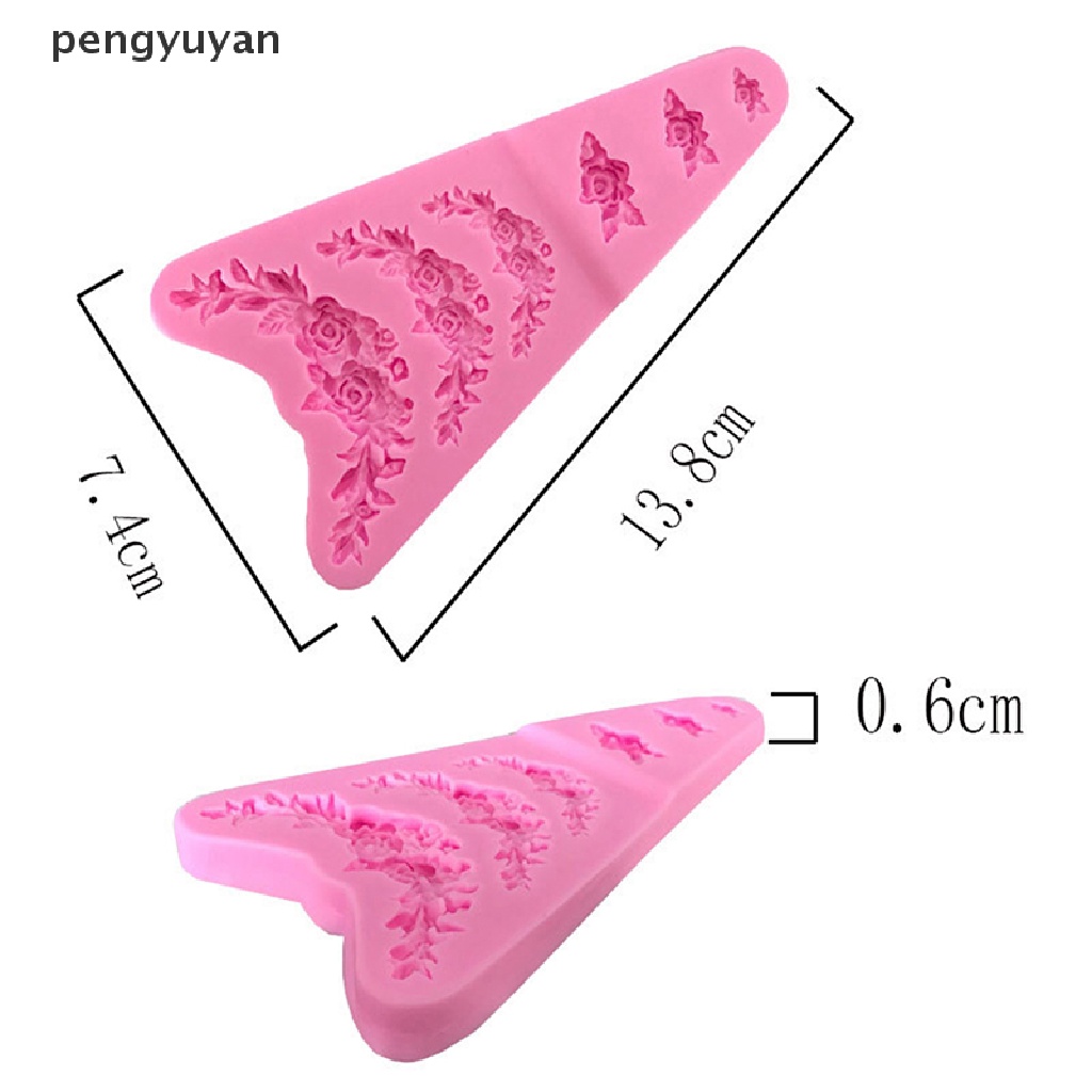 [pengyuyan] Khuôn Silicone Hình Hoa Hồng Trang Trí Viền Bánh Kem / Trang Sức Đám Cưới [Mới]