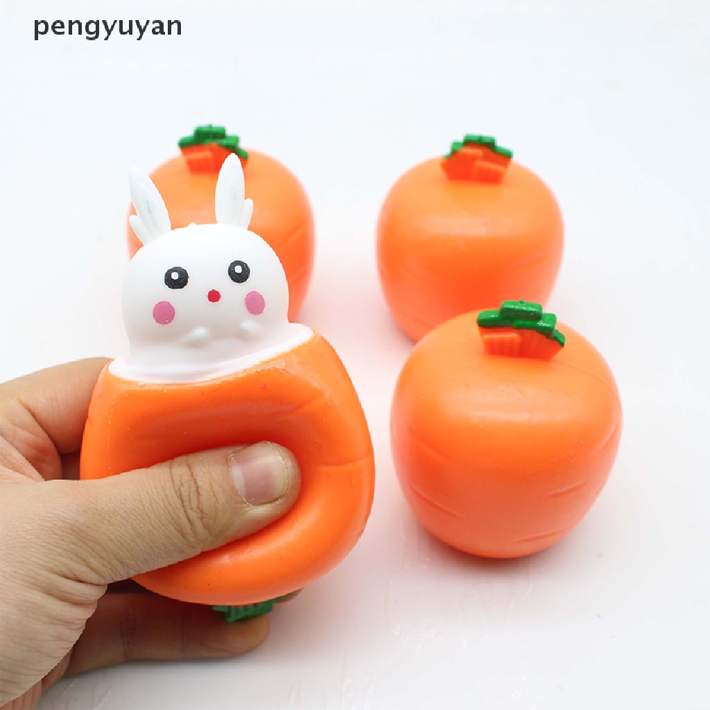 [pengyuyan] Đồ Chơi Nắn Bóp Giảm Căng Thẳng Hình Thỏ Cà Rốt Hoạt Hình Dễ Thương [Mới]