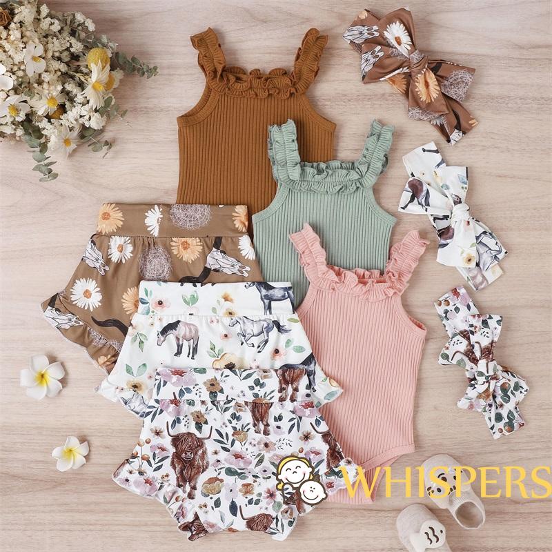 Bộ Áo Liền Quần Dệt Kim In Họa Tiết Hoa + Băng Đô Xinh Xắn Thời Trang Mùa Hè Cho Bé Gái 0-18 Tháng