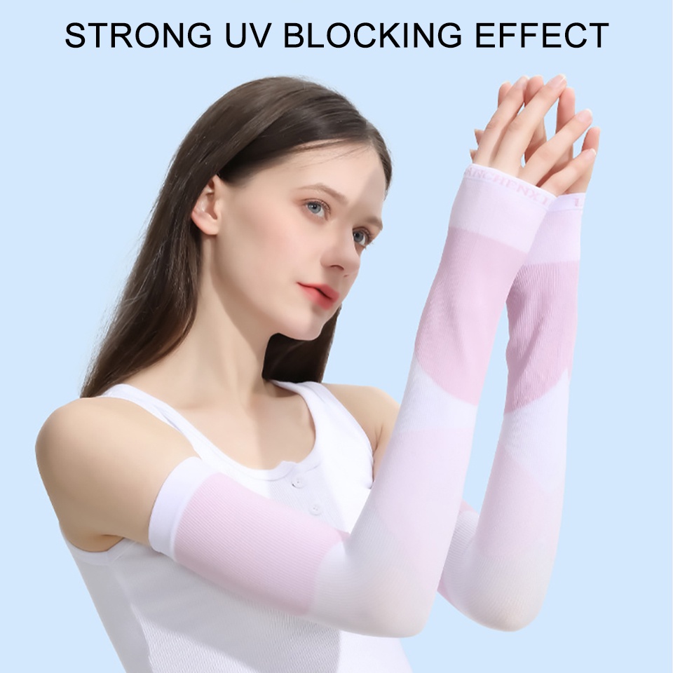 GTUBIKE Găng ống tay GTUBIKE chống nắng và tia uv bằng lụa lạnh màu gradient UPF50 + cho nữ khi hoạt động ngoài trời