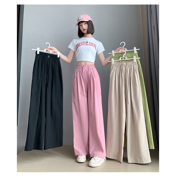 SUXI Quần ống rộng Lưng Cao Thời Trang Mùa Hè Dành Cho Nữ