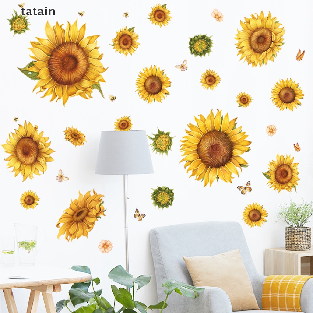 Giấy Dán Tường Vinyl Hình Hoa Hướng Dương Trang Trí Phòng Khách / Cửa DIY