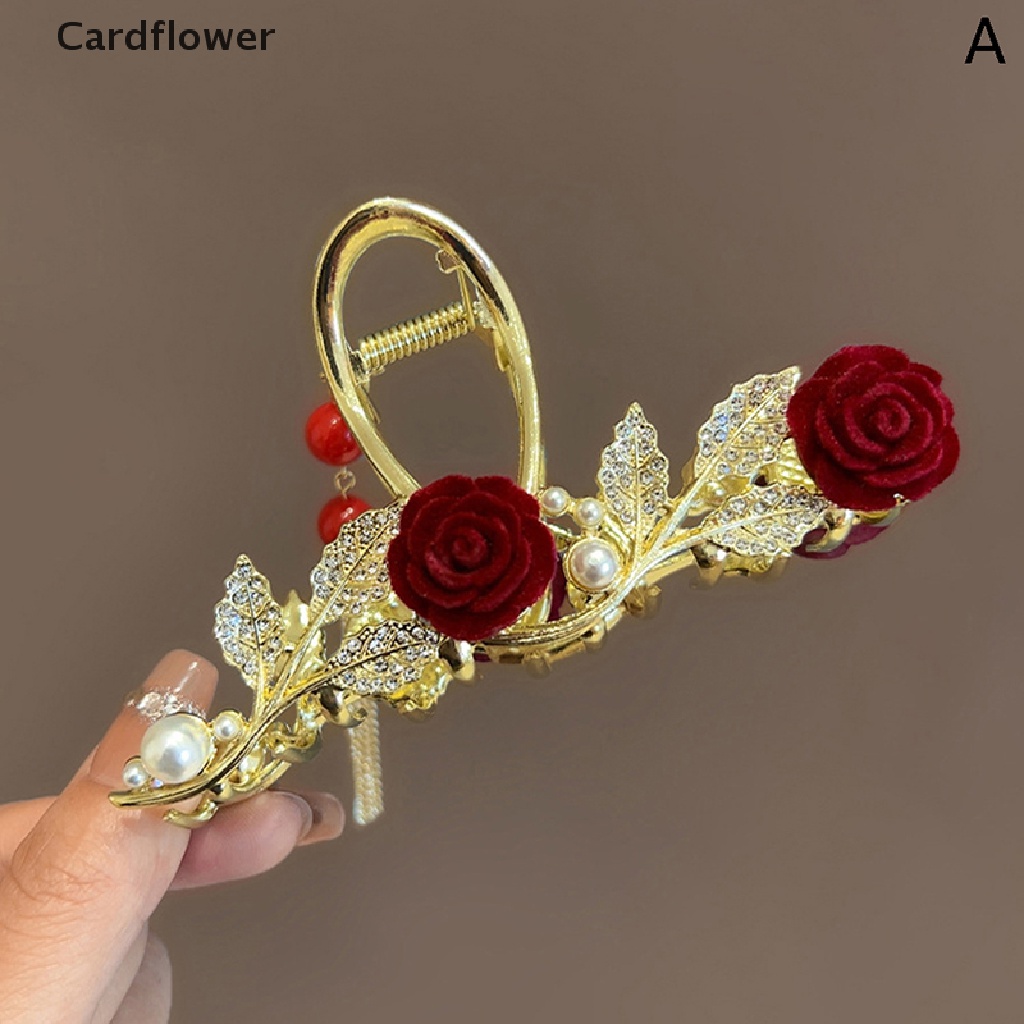 &lt; Cardflower &gt; Kẹp Tóc Hoa Hồng Đính Đá Sáng Bóng Thời Thượng Cho Nữ Đang Giảm Giá