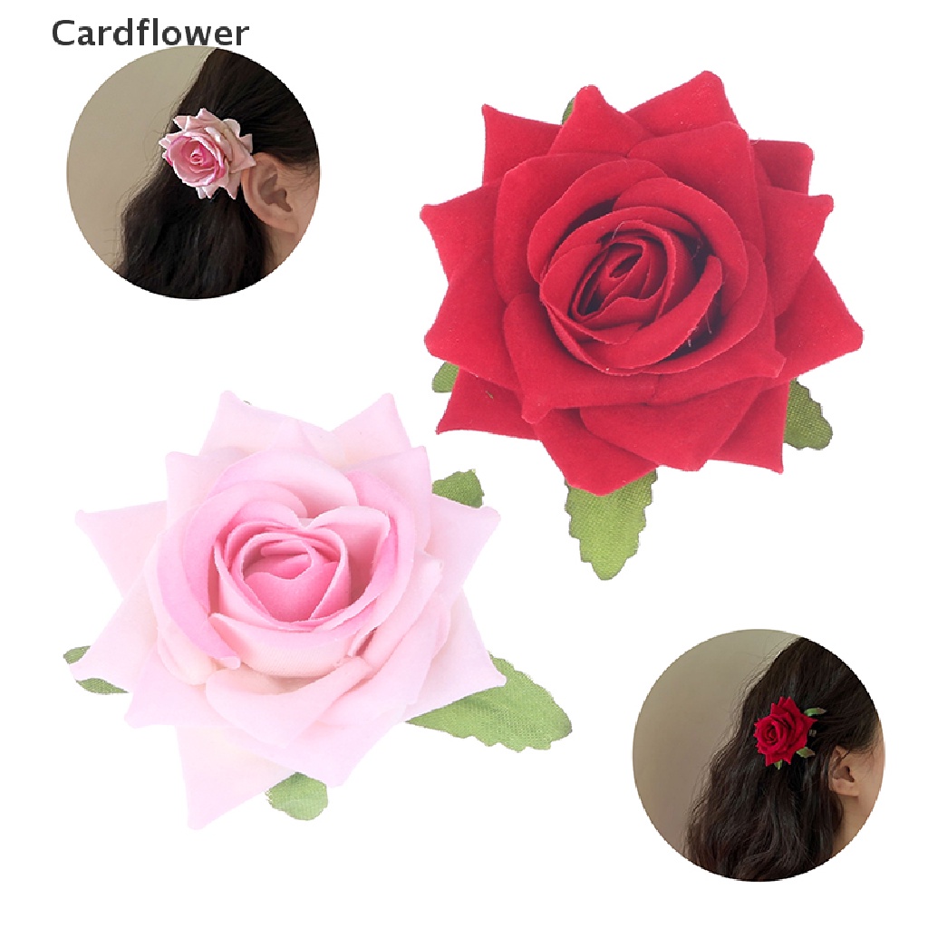 &lt; Cardflower &gt; Kẹp Tóc Hoa Hồng Đỏ Nhân Tạo Lãng Mạn Cho Nữ Đang Giảm Giá