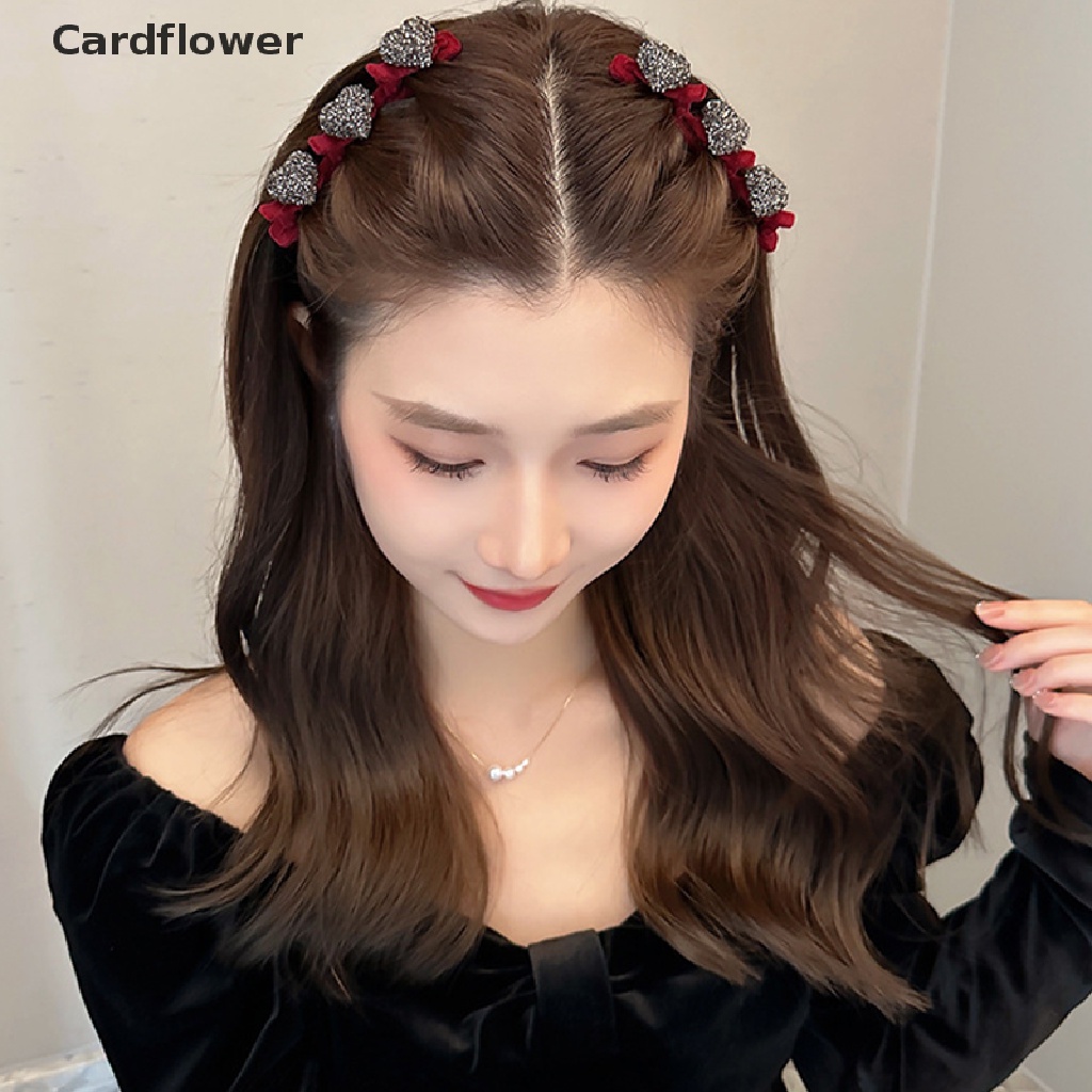 &lt; Cardflower &gt; Kẹp Tóc Mái Mỏ Vịt Bện Hình Trái Tim Thời Trang Vintage