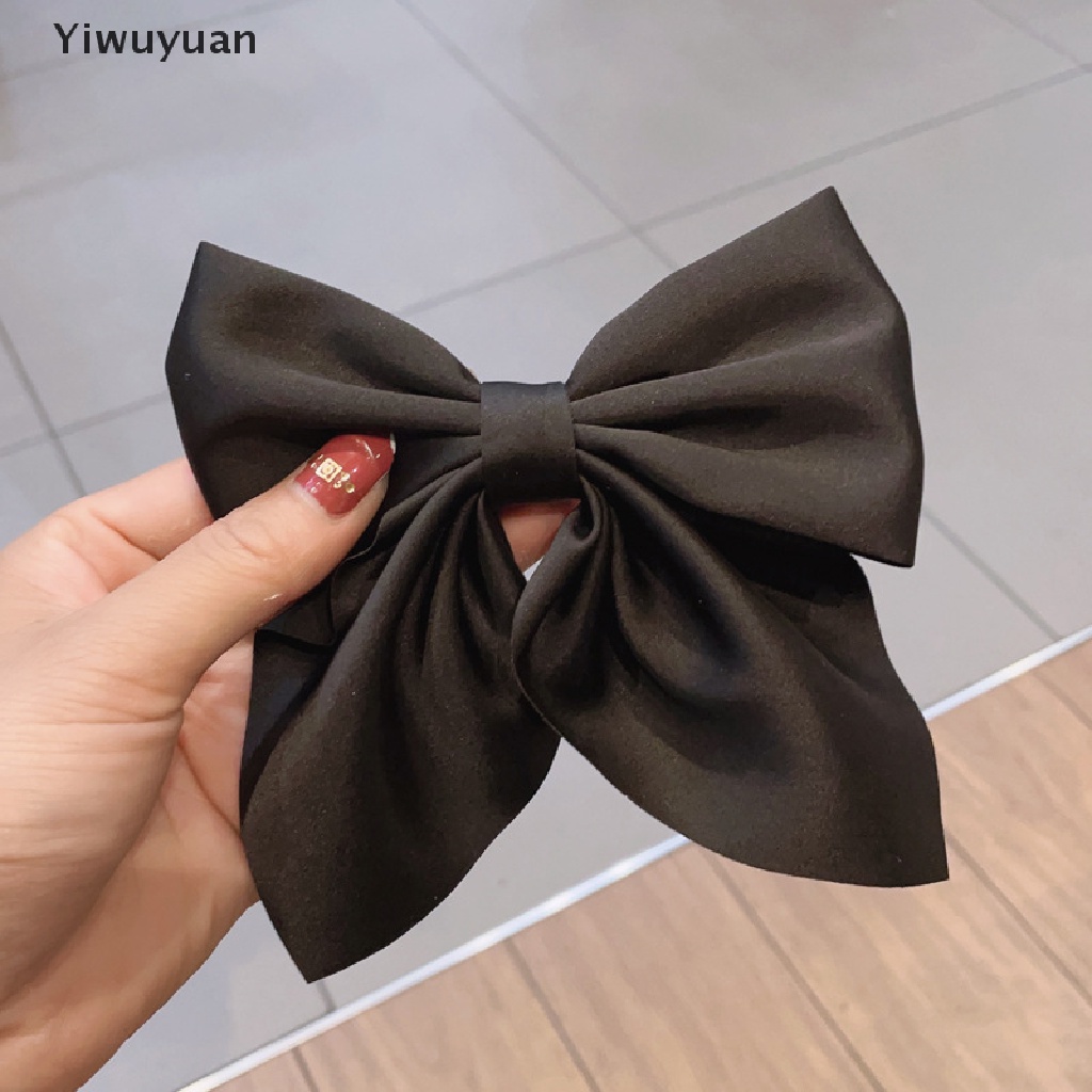 < Yiwuyuan > Kẹp Tóc Hình Nơ Màu Trơn Đơn Giản Phong Cách Lolita Vintage