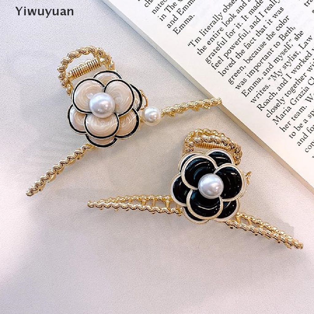 &lt; Yiwuyuan &gt; Kẹp Móng Vuốt Hoa Trà Đính Ngọc Trai Thời Thượng Quà Tặng Cho Nữ