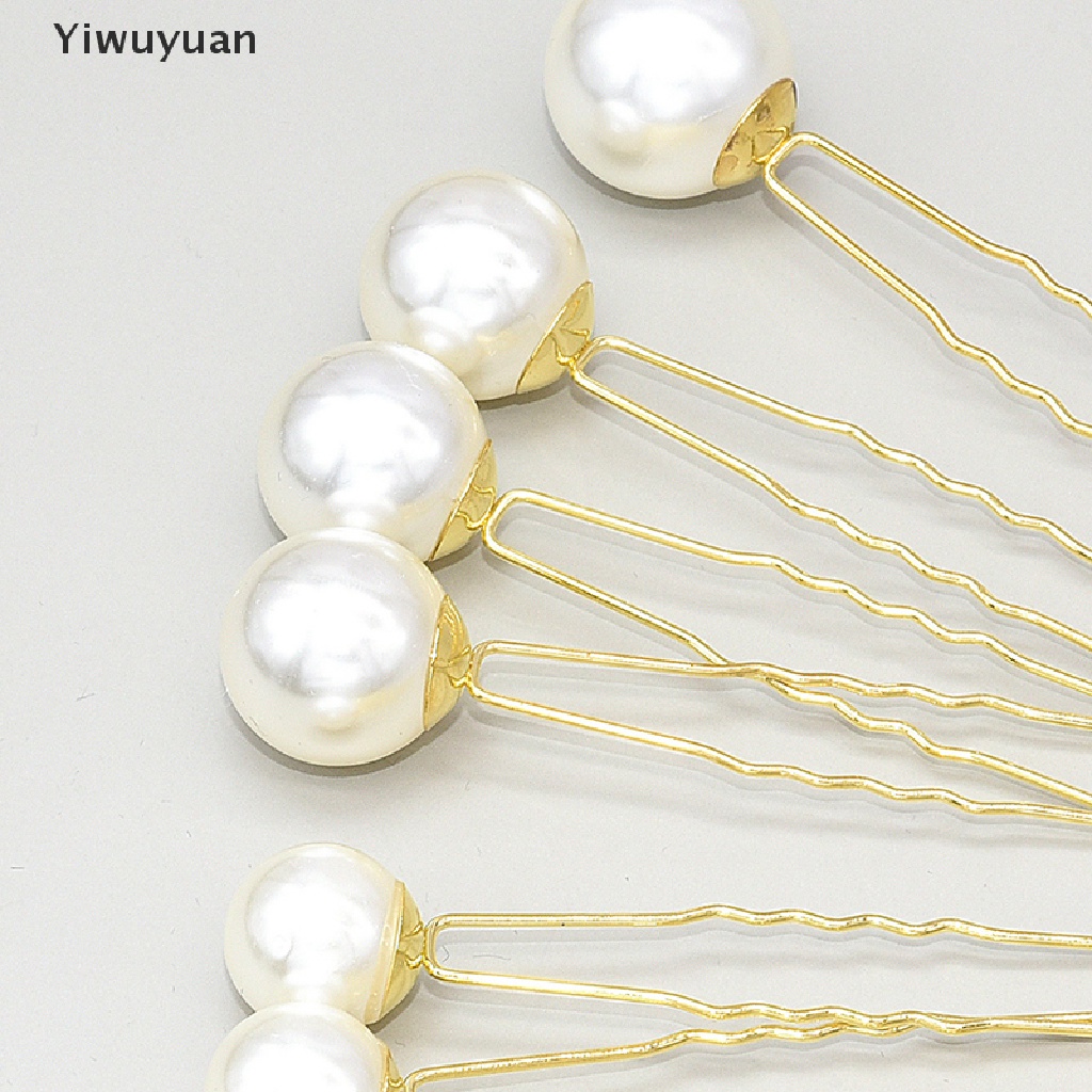 &lt; Yiwuyuan &gt; Trâm Cài Tóc Chữ U Bằng Kim Loại Đính Ngọc Trai Tạo Kiểu Tóc Cho Cô Dâu Trong