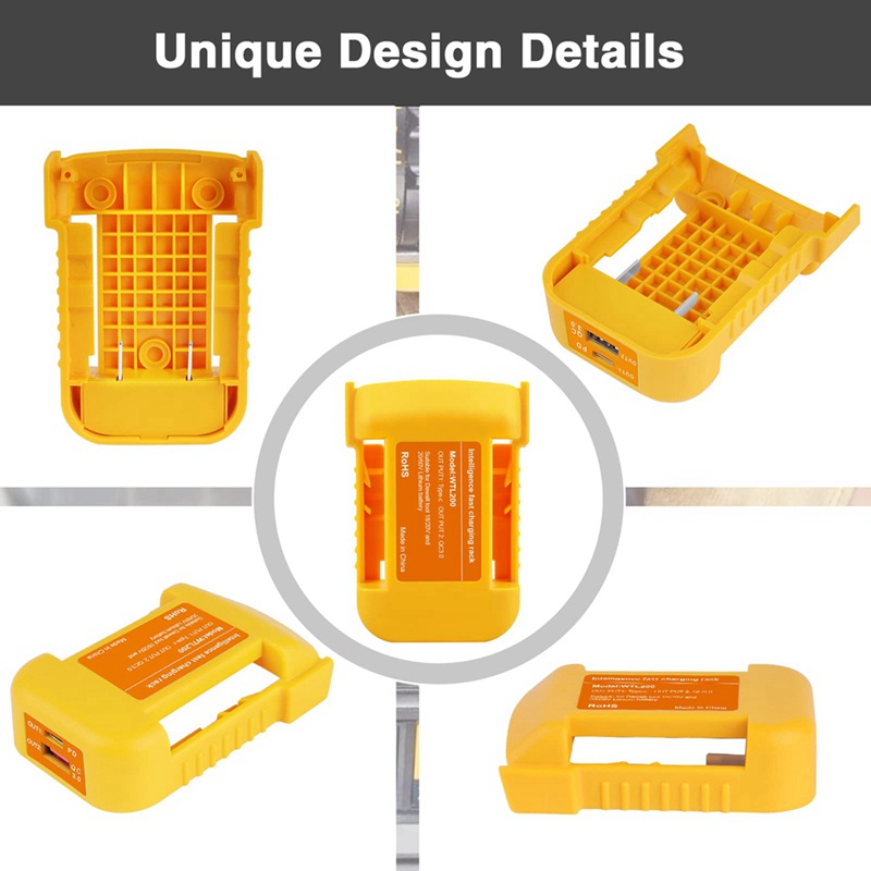 Set 2 Giá Đỡ Sạc Pin Dewalt 20V 2 USB Kèm Sạc Nhanh Type-C