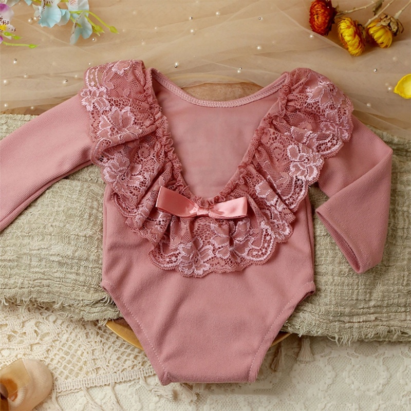 Áo Liền Quần Công Chúa Phối Ren Làm Phụ Kiện Chụp Ảnh Cho Bé Sơ Sinh