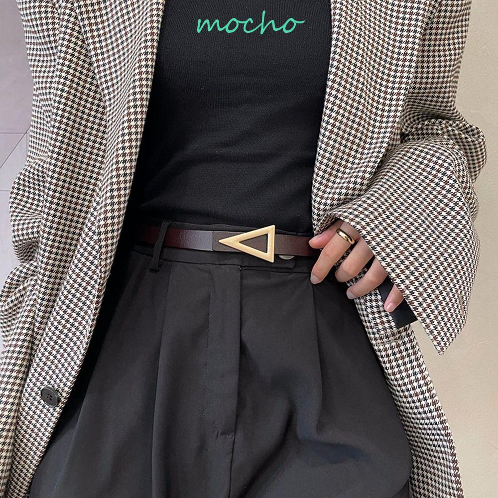 Thắt Lưng Da PU Khóa Kim Loại Hình Tam Giác Thời Trang Cho Nam Nữ