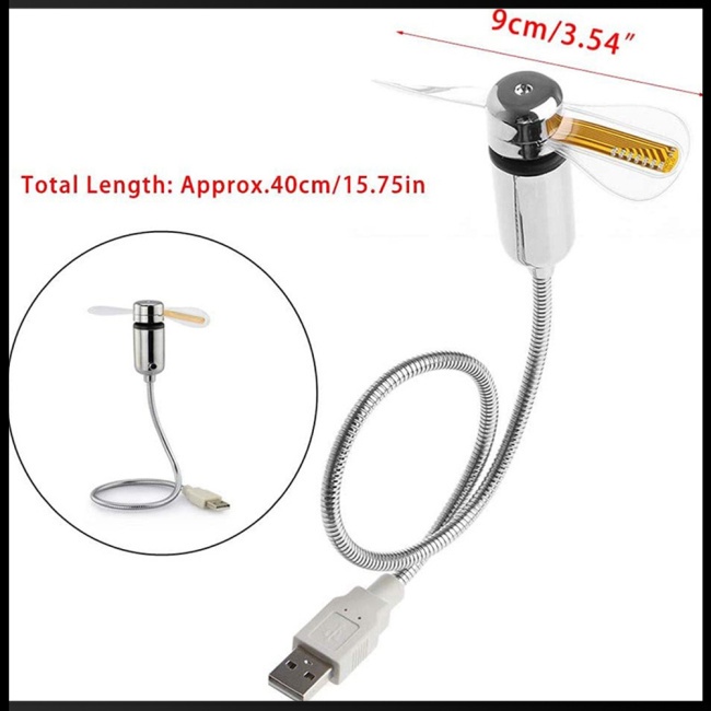 Quạt Làm Mát Gắn Đèn Led Cổng Usb Linh Hoạt