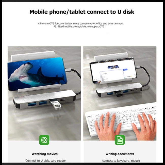 Bộ Chuyển Đổi Type-c Sang Hdmi 5 Trong 1 4k Usb 3.0