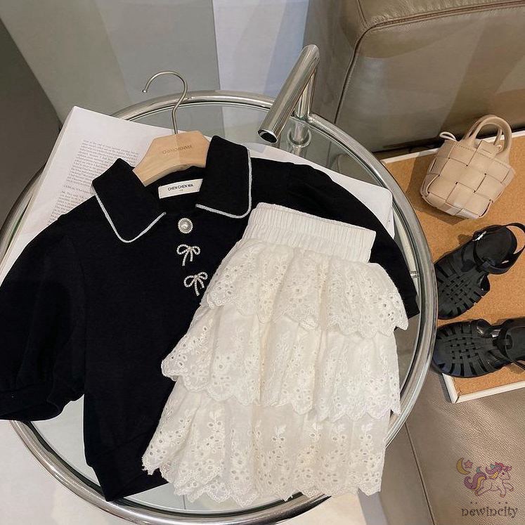 Chân Váy Ren Xếp Tầng Lưng Thun Thời Trang Hàn Quốc Cho Bé Gái