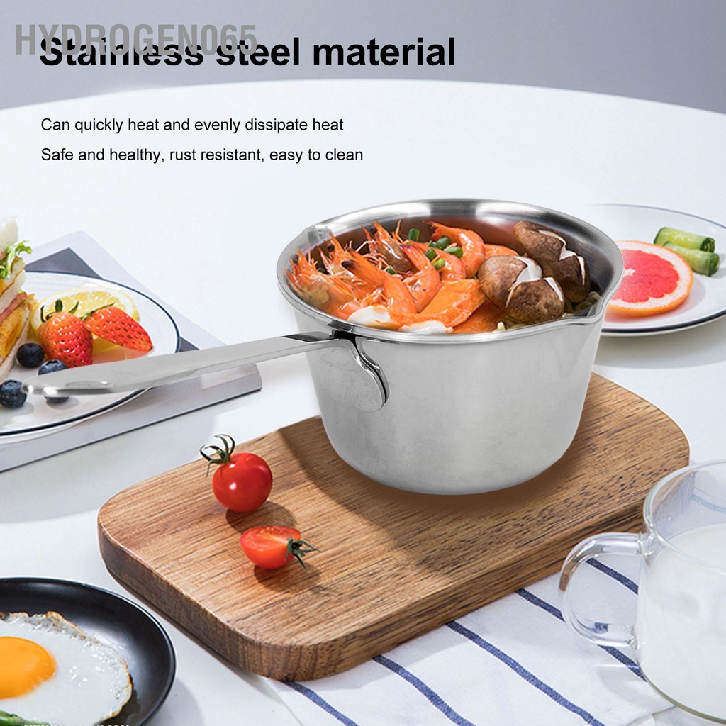 Hydrogen065 Nồi Hâm Sữa Bơ Thép Không Gỉ 304 Dày Làm Nóng Nhanh Chảo Đun Với 2 Vòi Đổ Cho Nấu Ăn