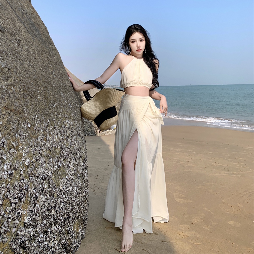 Váy Dài Xẻ Tà Lưng Cao Dáng Ôm Đi Biển Phong Cách Thời Trang Mới