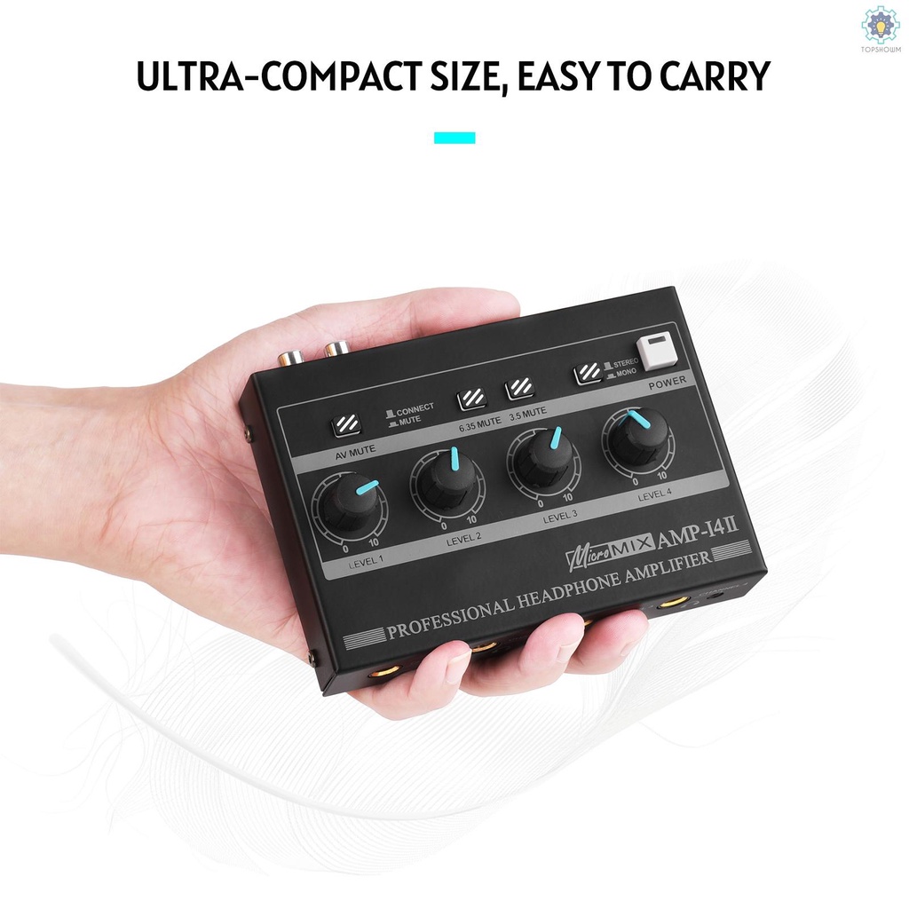 Bộ Khuếch Đại Âm Thanh Tai Nghe 4 Kênh Amp-14 Với RCA / 6.35mm / 3.5mm