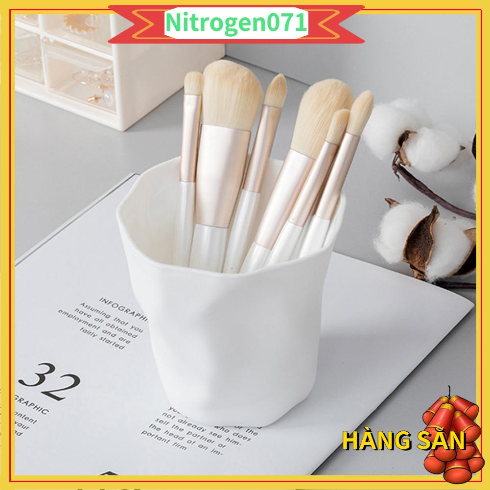 Nitrogen071 Hộp Đựng Cọ Trang Điểm Miệng Lớn Bề Mặt Xếp Ly Không Đều Tổ Chức Lưu Trữ Cho Phòng Tắm Ngủ