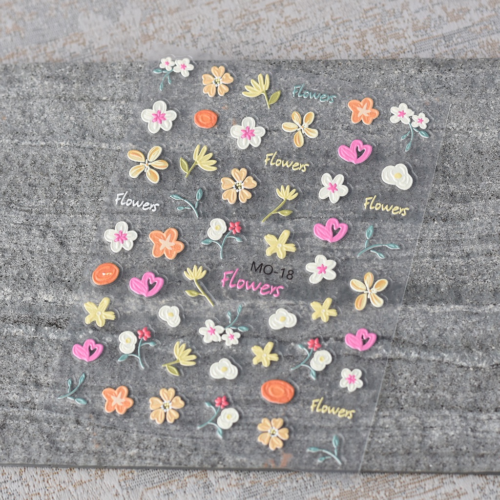 Miếng Dán Trang Trí Móng Tay Họa Tiết Hoa Tulip / Thỏ / Ngôi Sao Dập Nổi 5D