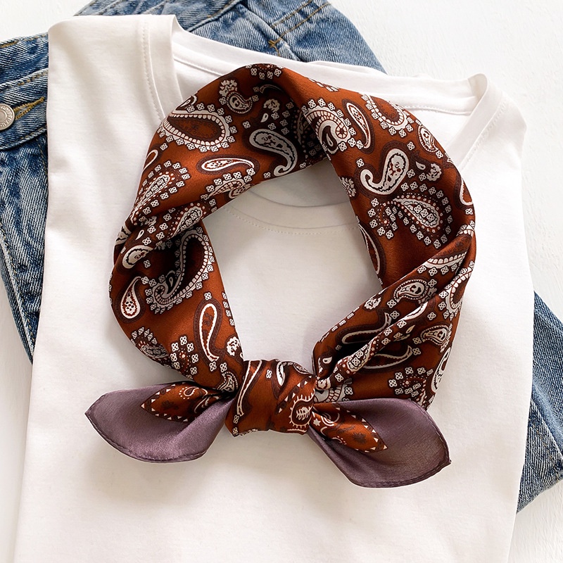 Khăn Choàng Cổ Vuông 53 * 53cm In Họa Tiết Hoa Phong Cách Vintage Thời Trang Cho Nữ