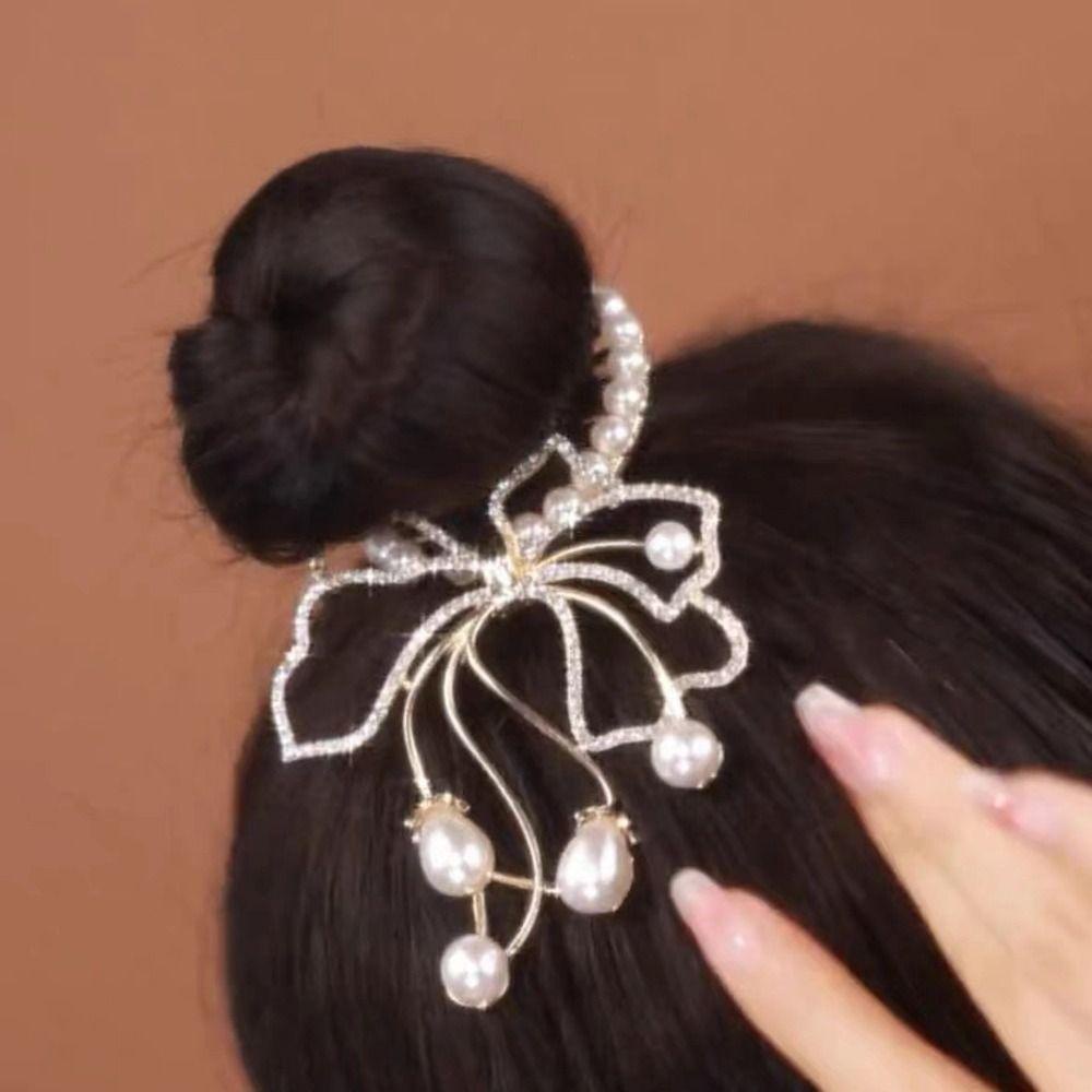 Dây Buộc Tóc Đuôi Ngựa Hình Hoa Lan Phối Tua Rua Xinh Xắn Cho Bạn Gái|Kẹp Tóc Hình Nơ Phong Cách Hàn Quốc