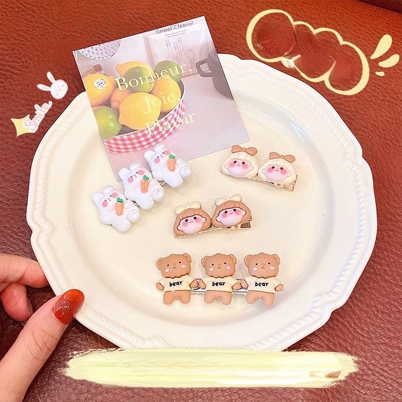 Kẹp Tóc Mỏ Vịt Mềm Mại Màu Trà Sữa Dễ Thương Cho Bé Gái