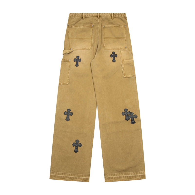 Chr-come Quần Yếm Da Thêu Họa Tiết Đường Phố Cao Cấp Thời Trang Mới Nhất Dành Cho Nam Và Nữ