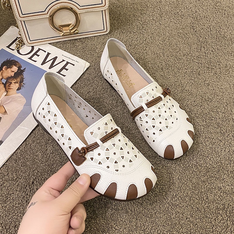 Giày Búp Bê Đế Mềm Chống Trượt Thoáng Khí Phong Cách Retro Dành Cho Nữ