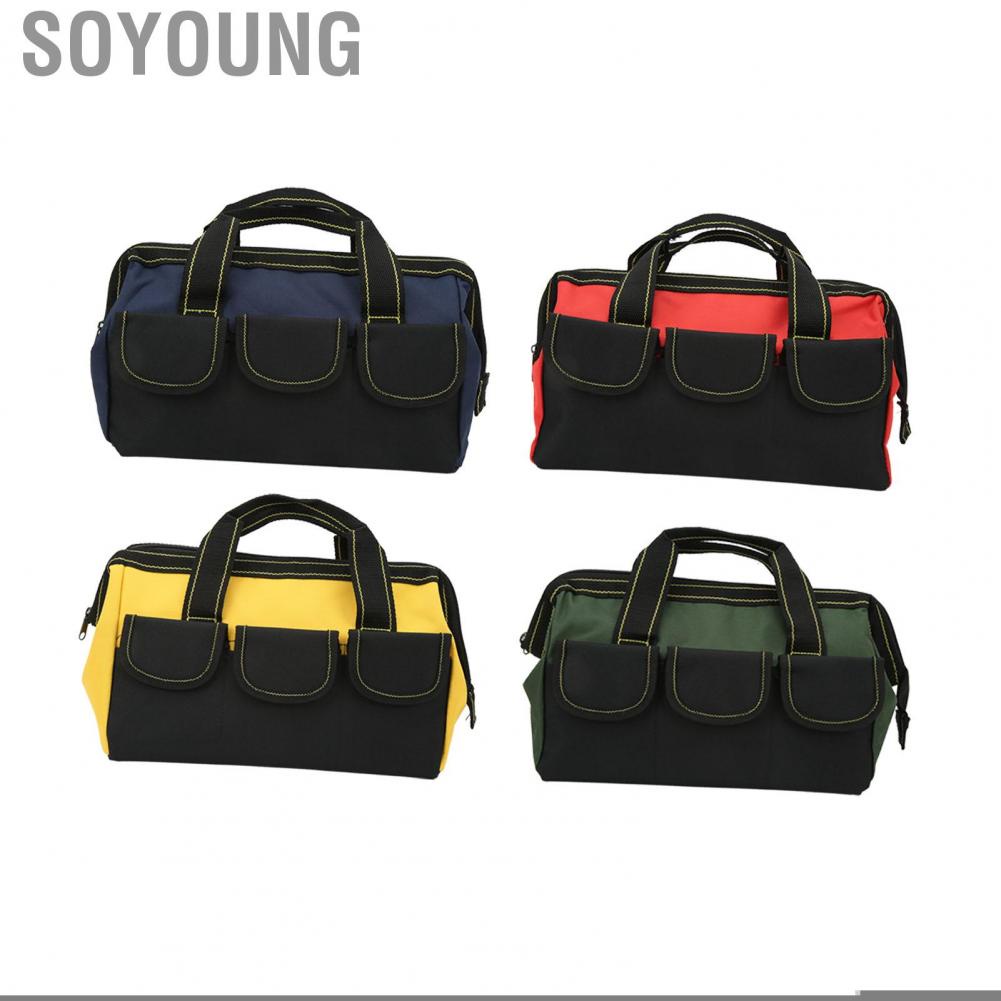 Soyoung 13in Tool Storage Bag Oxford Cloth Multifunctional Waterproof Wide Mouth Handbag for Home Shop