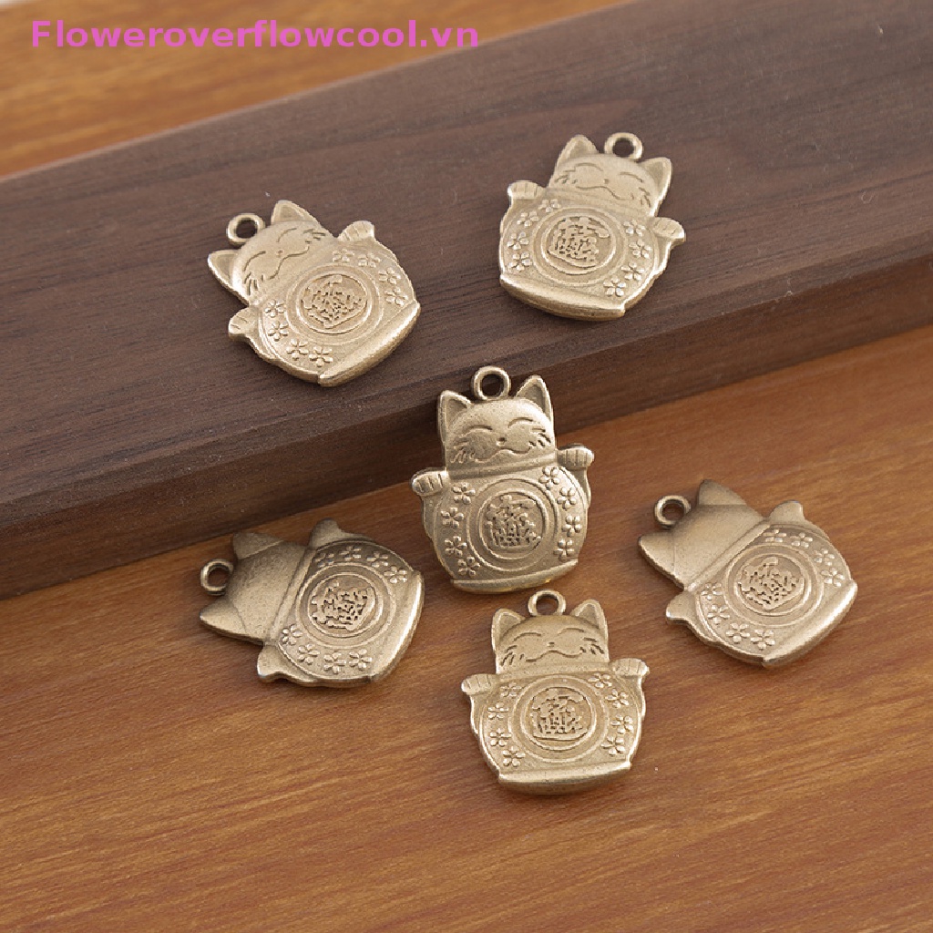 Móc Khóa Hình Mèo May Mắn Bằng Đồng Thau