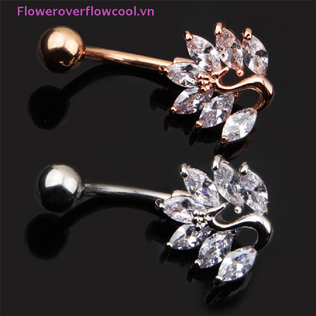 Khuyên Rốn Hình Công Đính Đá Zircon Chất Liệu Thép Không Gỉ
