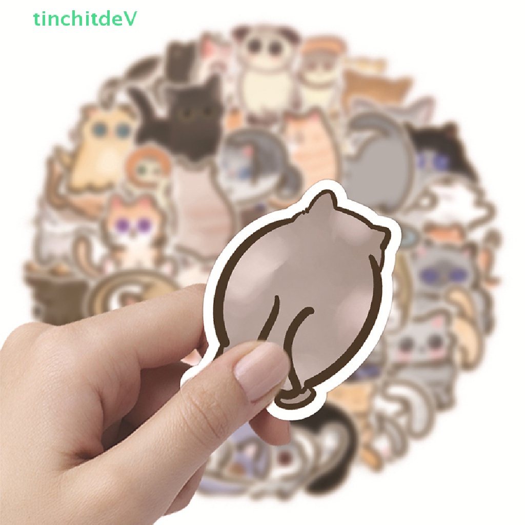 Bộ 50 Miếng Dán Graffiti Hình Mèo Hoạt Hình Dễ Thương Dùng Trang Trí Vali / Sổ Tay / Guitar / Lap