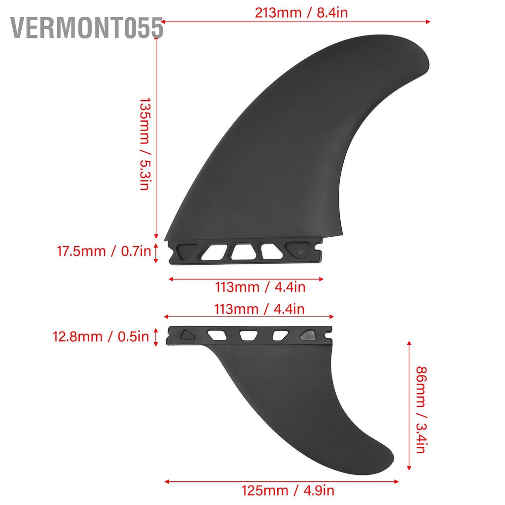 Vermont055 3 Vây Lướt Bộ Linh Hoạt Ổn Định Nhẹ NHỰA PVC Bền Ván Sóng Cho Bơm Hơi Longboard