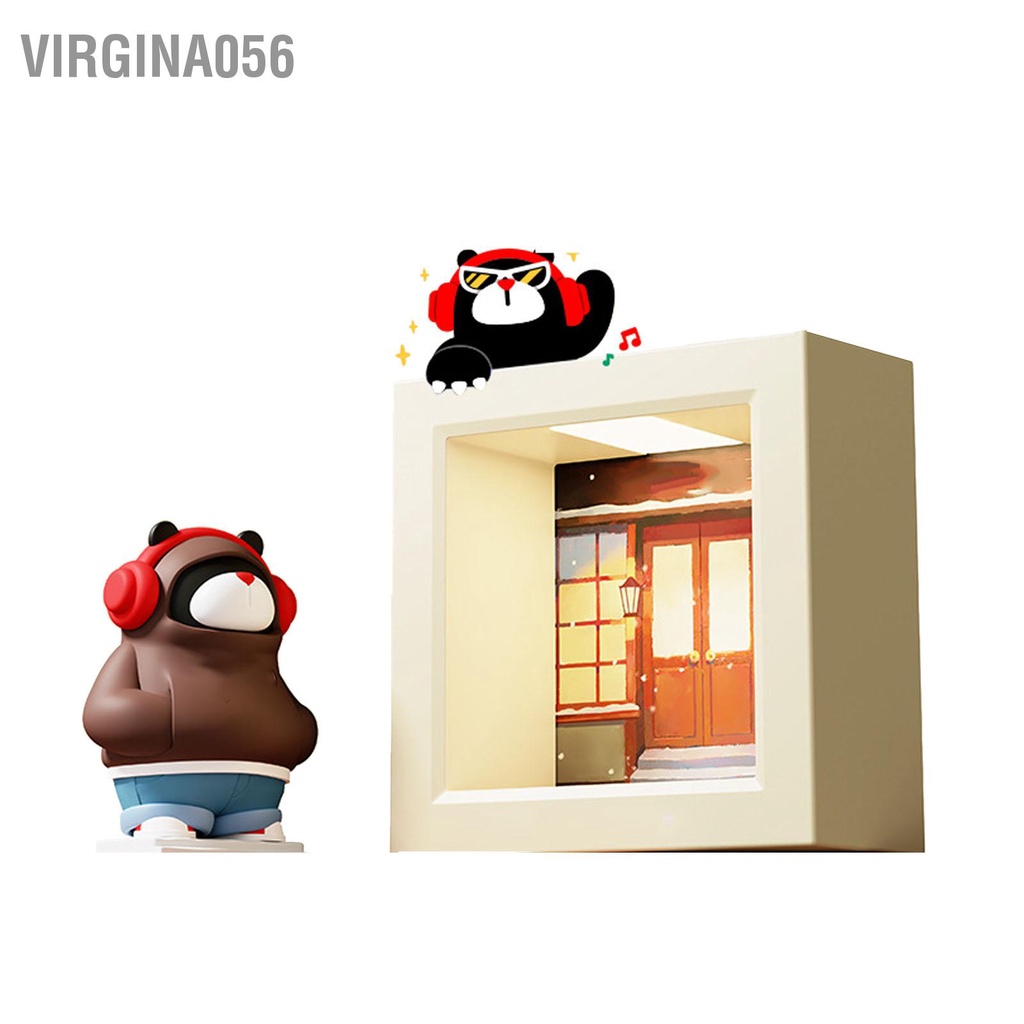 Virgina056 Khung ảnh gấu hoạt hình Đèn ngủ nam châm có thể điều chỉnh